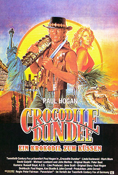 Kinoplakat: Crocodile Dundee – Ein Krokodil zum Küssen