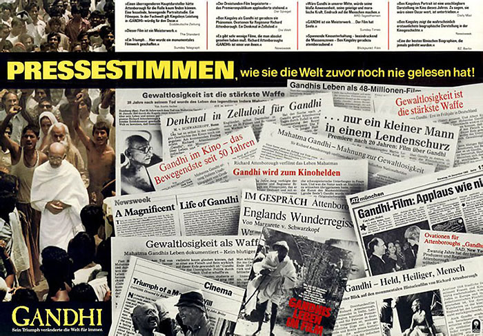 Plakatmotiv: Pressestimmen zu Gandhi (1982)